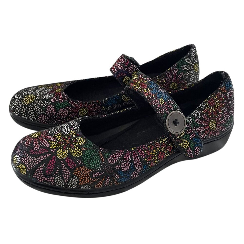 Spring Step Mary Jane Shoes Size 39 / 8.5 Black Mosaic Floral Comfort Flats